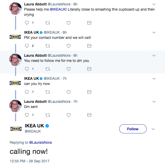 social media customer service Ikea UK