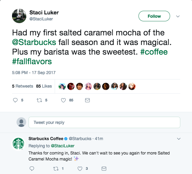 social media customer service Starbuck Coffee